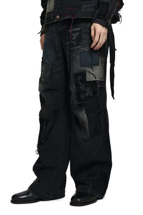 CRUST SASHIKO JACQUARD WIDE PANT / BLK