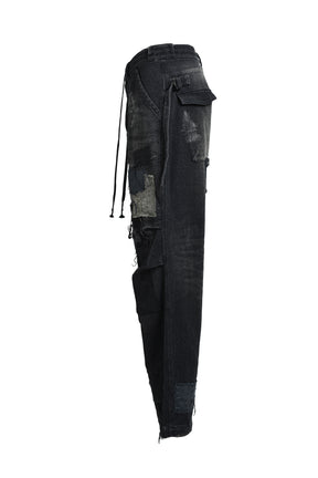CRUST SASHIKO JACQUARD WIDE PANT / BLK
