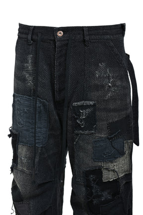 CRUST SASHIKO JACQUARD WIDE PANT / BLK