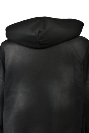 BLEACH LAYERED ZIP HOODIE / BLK