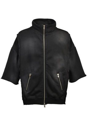 BLEACH LAYERED ZIP HOODIE / BLK