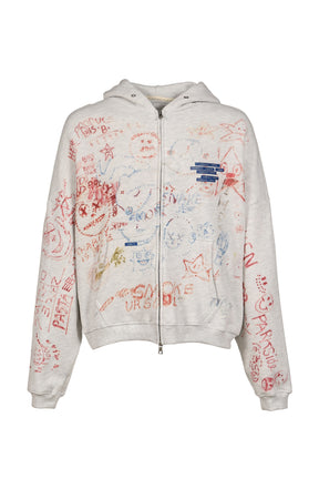 JOSHUA TREE DOUBLE ZIP HOODED SWEATSHIRT / CRM / MULTI