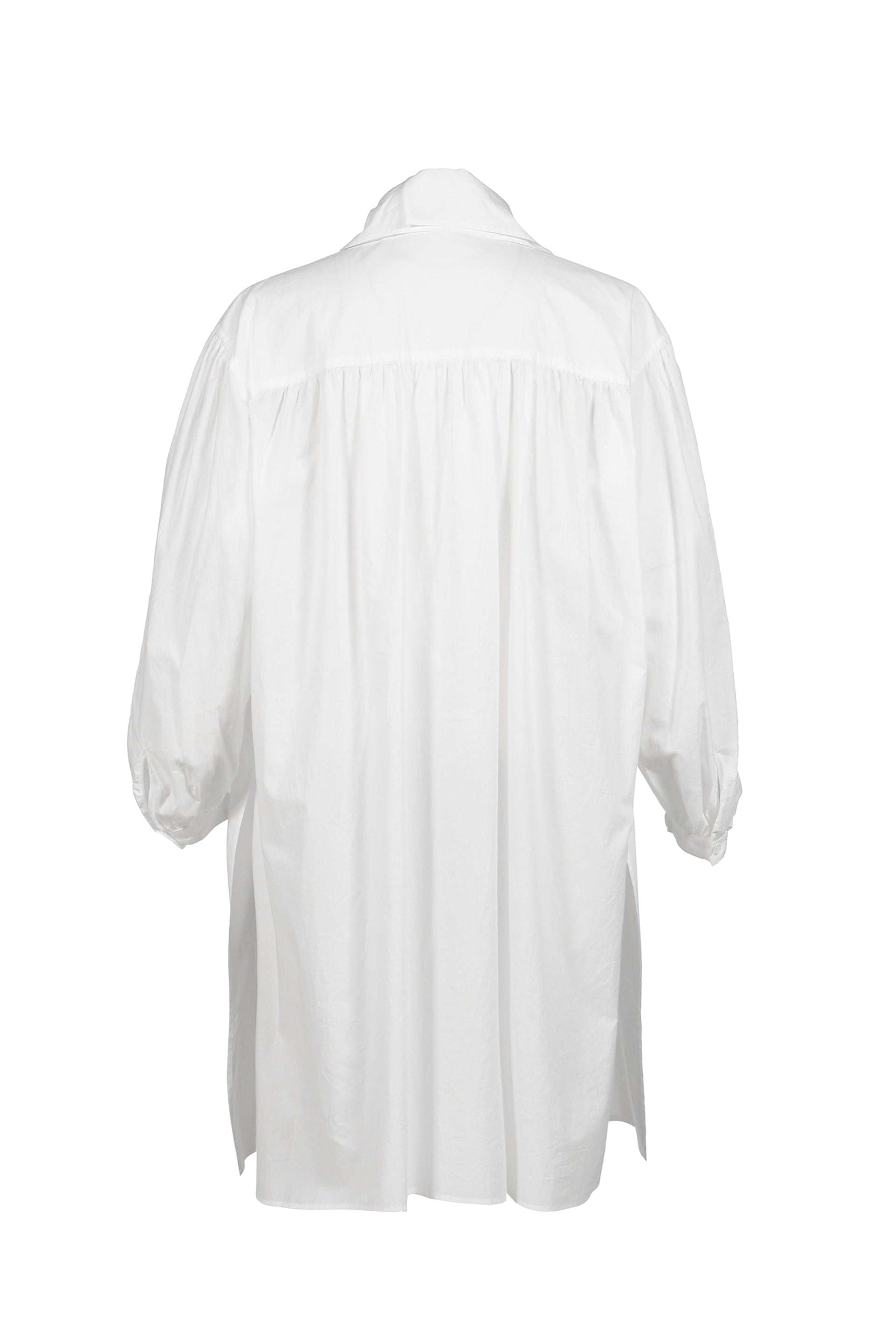 COTTON FRINGE GATHER SHIRT / O.WHT