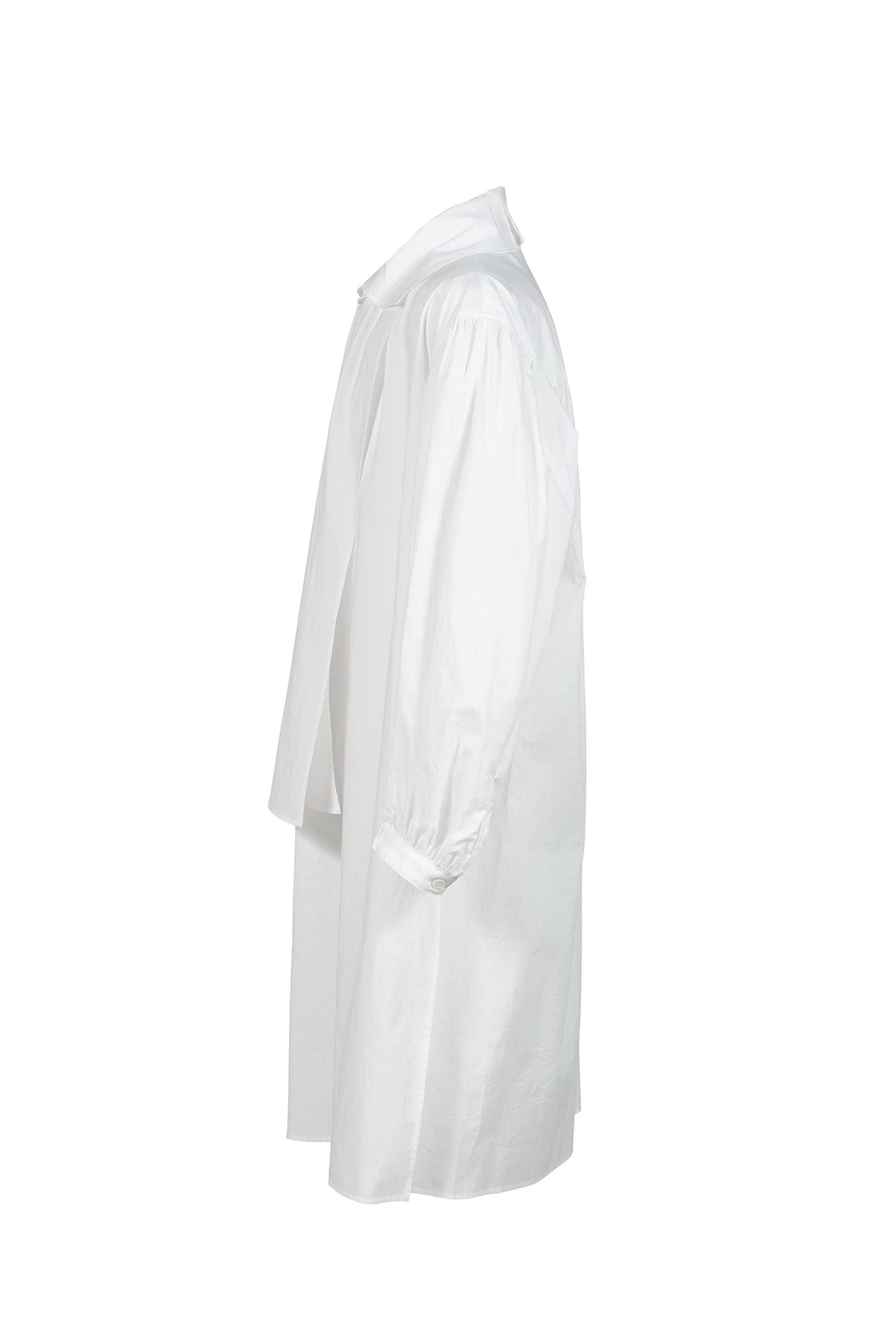 COTTON FRINGE GATHER SHIRT / O.WHT