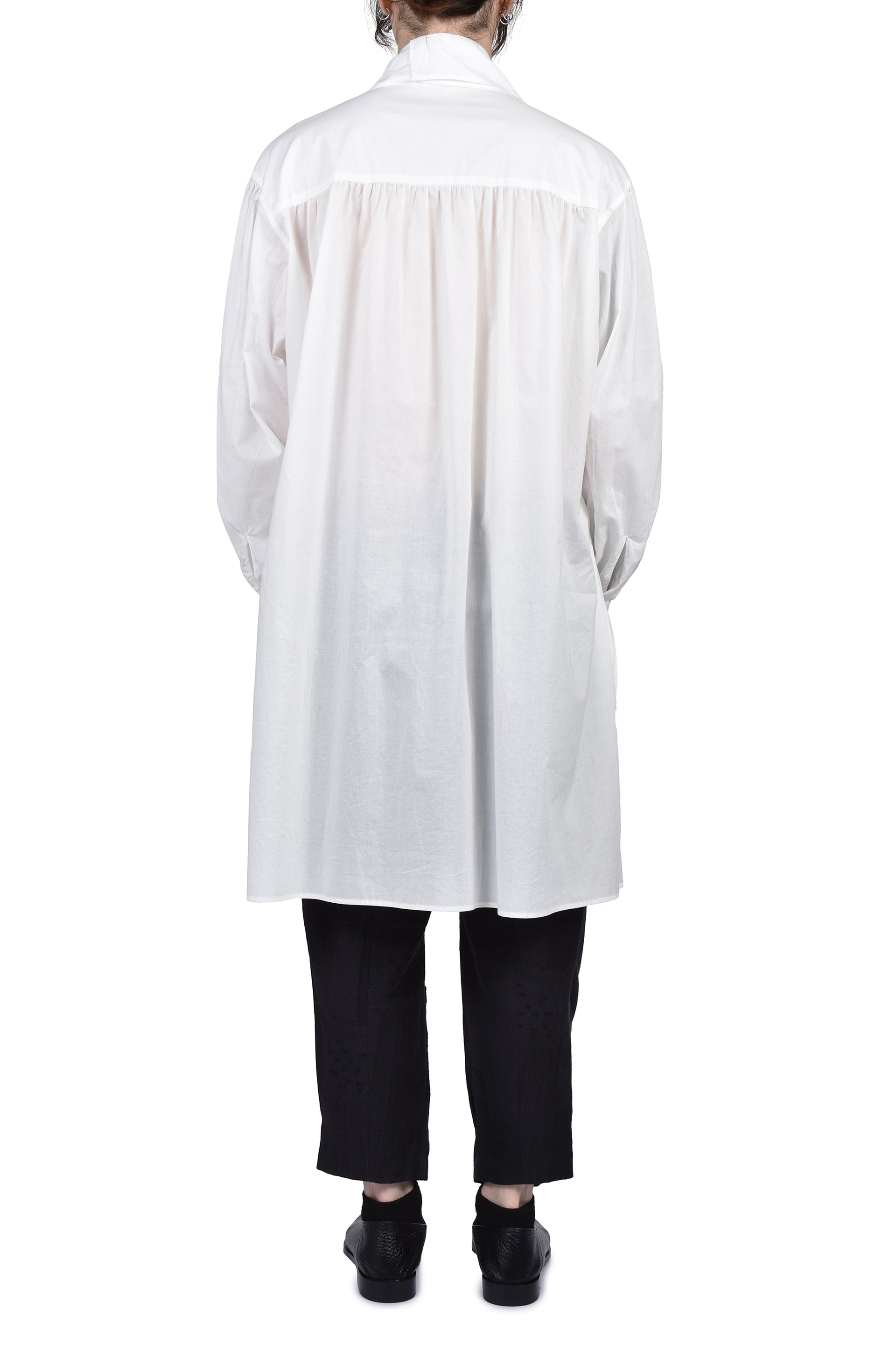 COTTON FRINGE GATHER SHIRT / O.WHT
