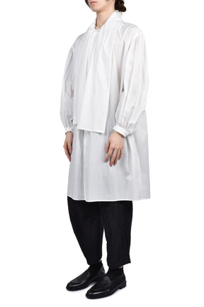 COTTON FRINGE GATHER SHIRT / O.WHT