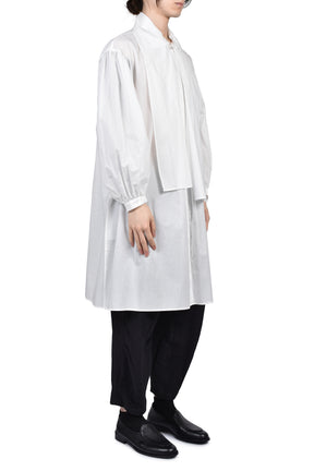 COTTON FRINGE GATHER SHIRT / O.WHT