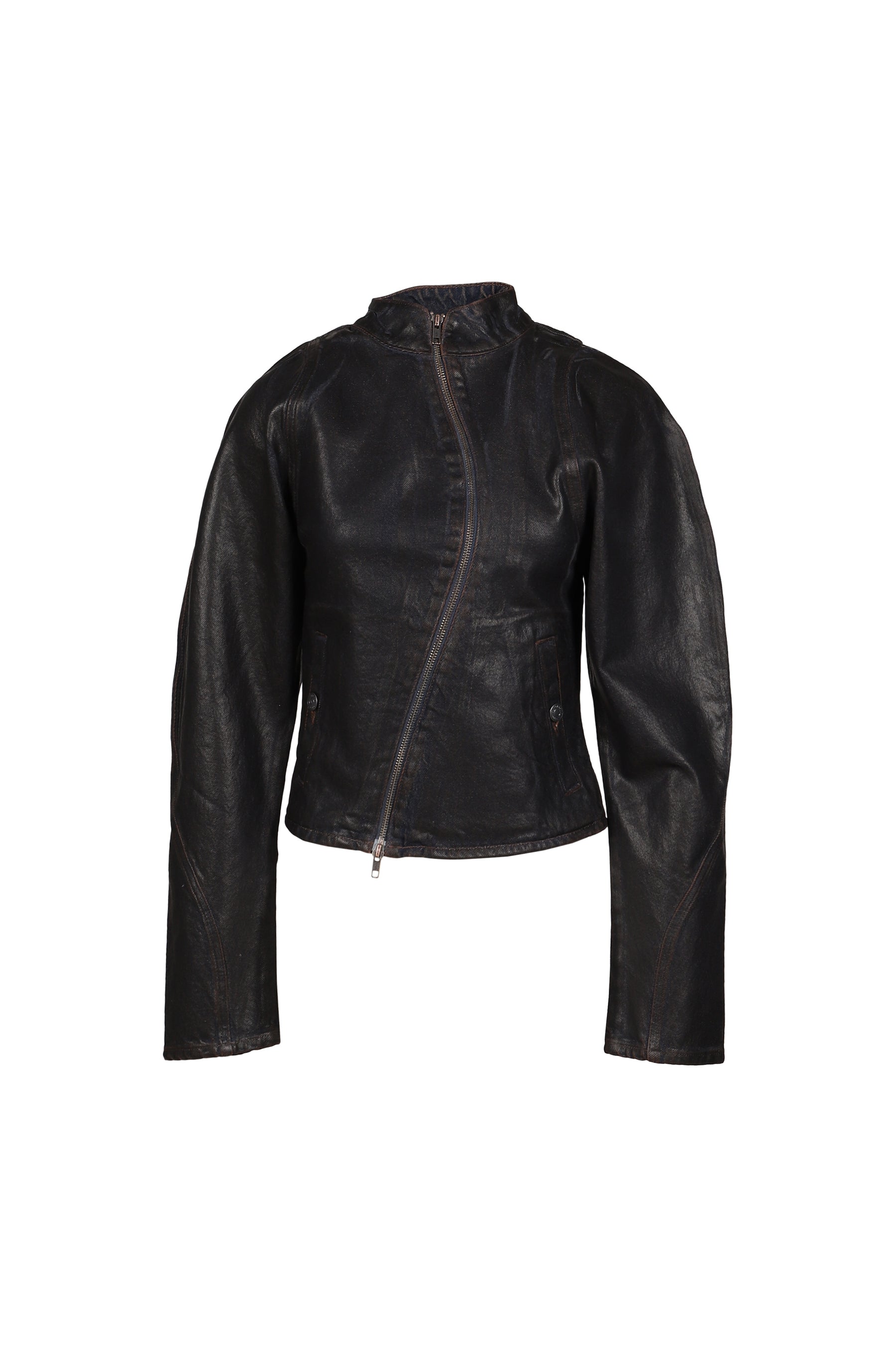 GLAZED CURVED DENIM JACKET / BRW
