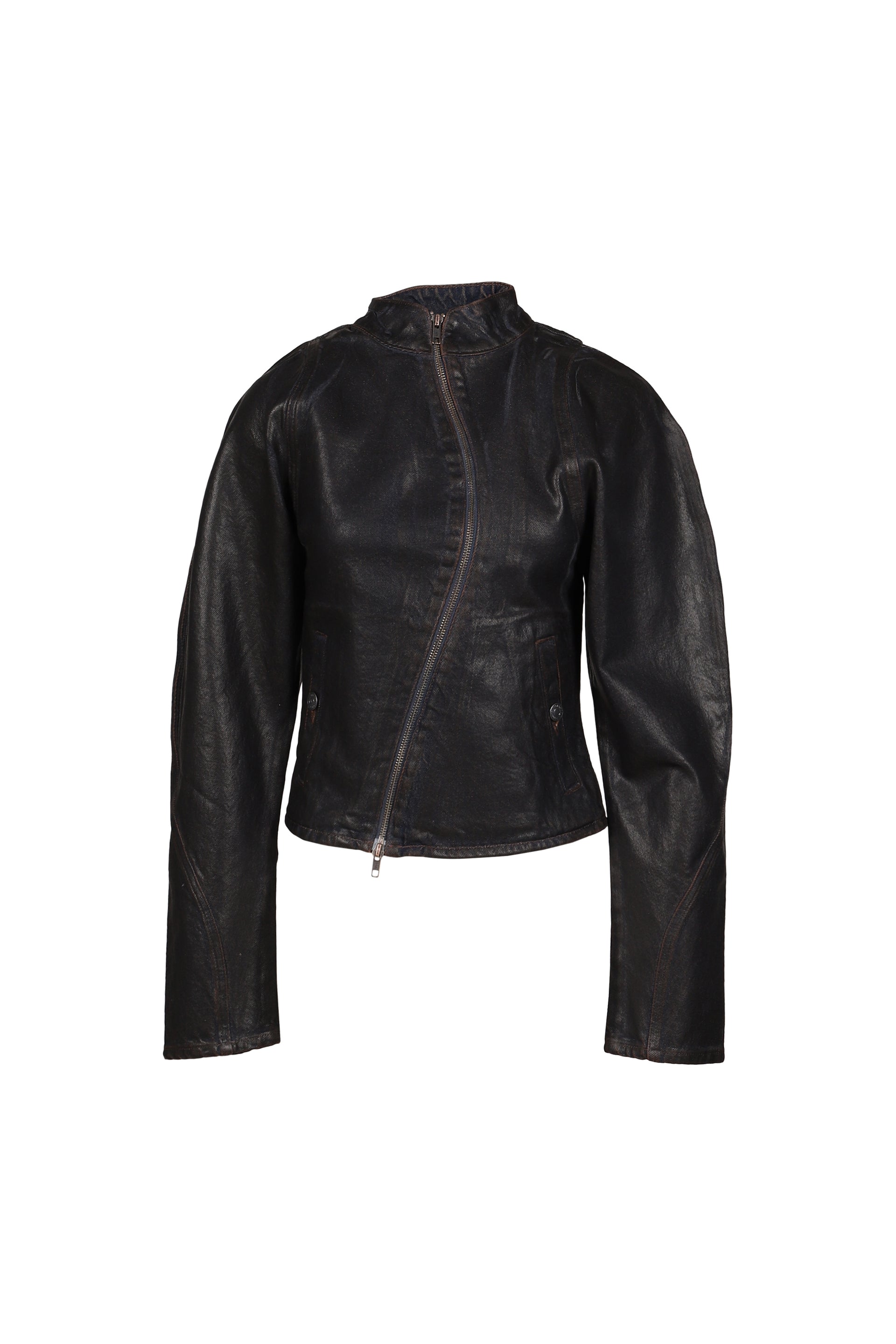 GLAZED CURVED DENIM JACKET / BRW