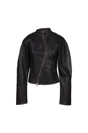 GLAZED CURVED DENIM JACKET / BRW
