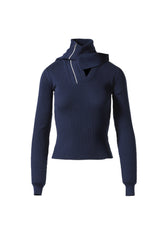 PINCHED SHOULDER FITTED PULLOVER / NAVY