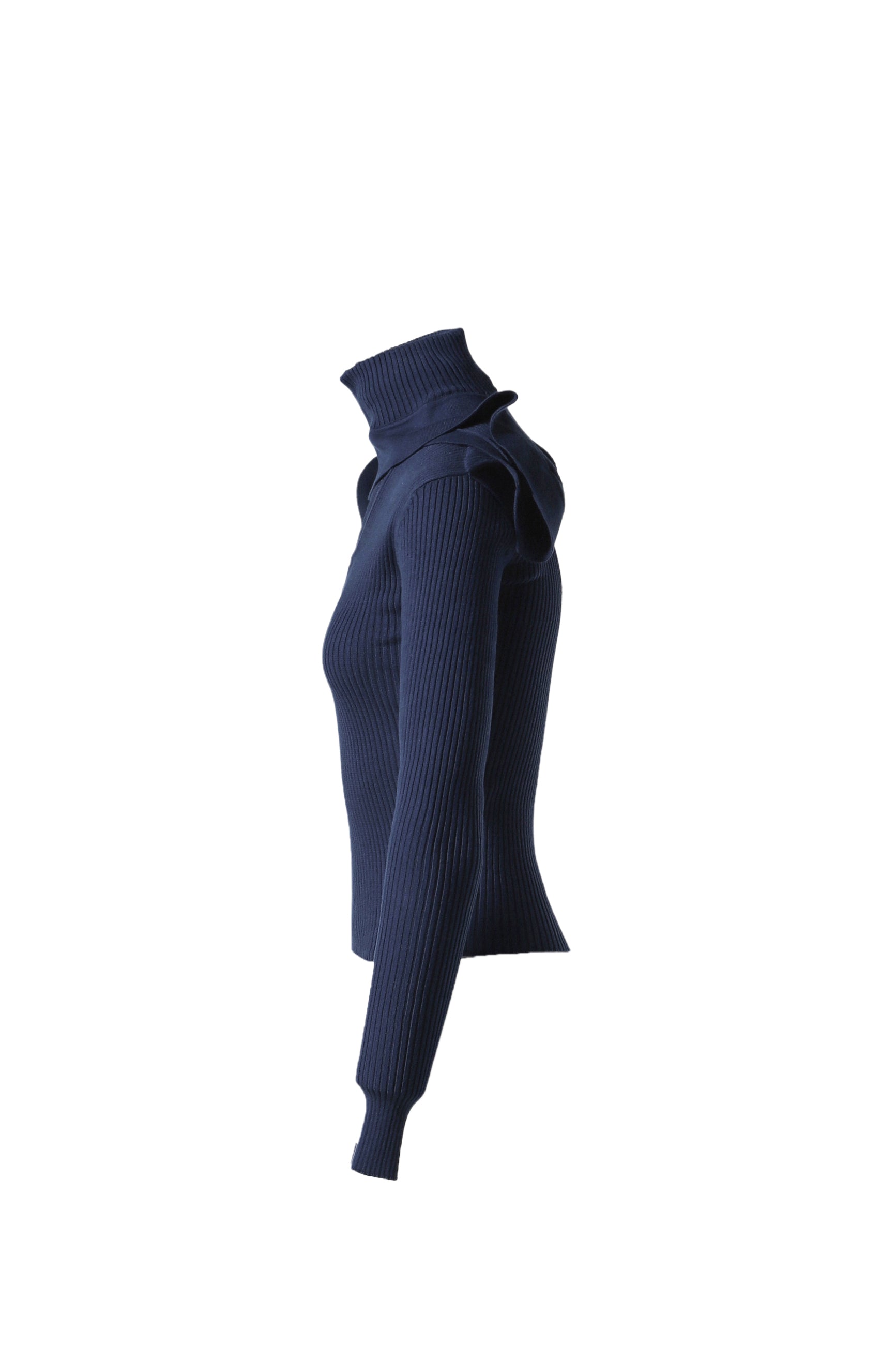 PINCHED SHOULDER FITTED PULLOVER / NAVY