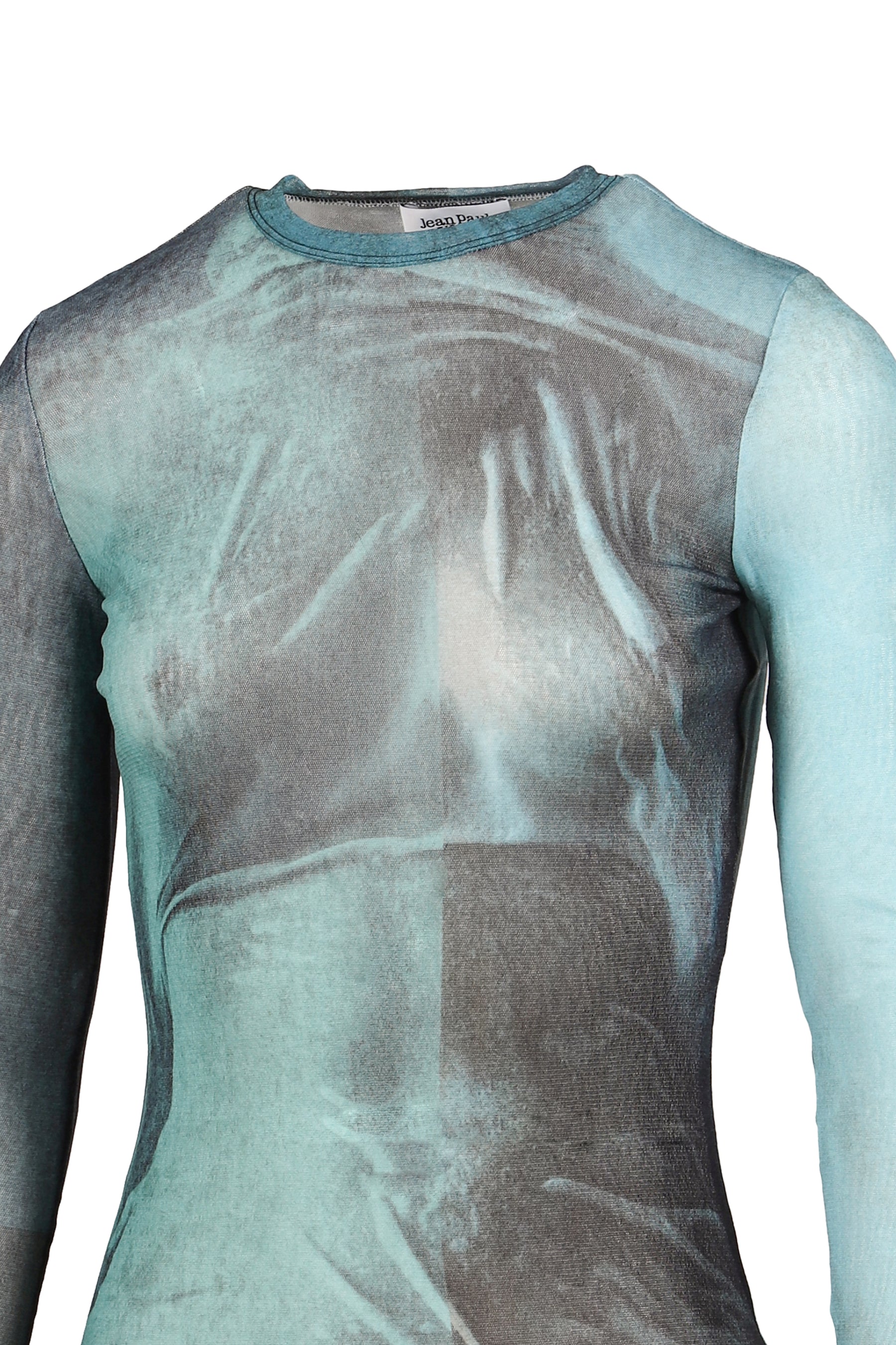 MESH LONG SLEEVES TOP PRINTED "WATER" / IND VINTAGEBLU