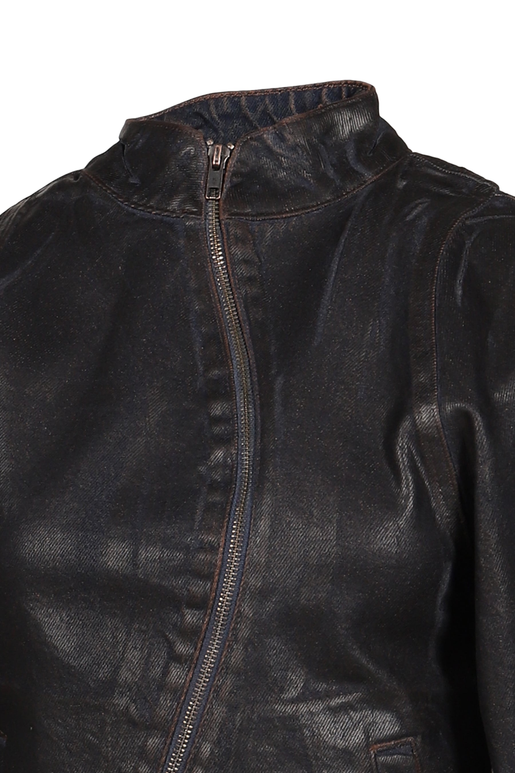GLAZED CURVED DENIM JACKET / BRW