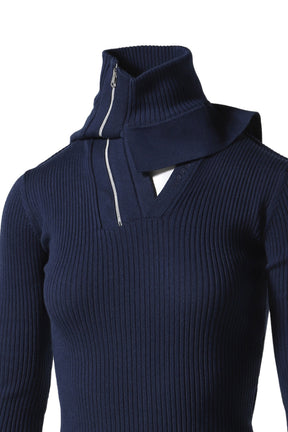 PINCHED SHOULDER FITTED PULLOVER / NAVY