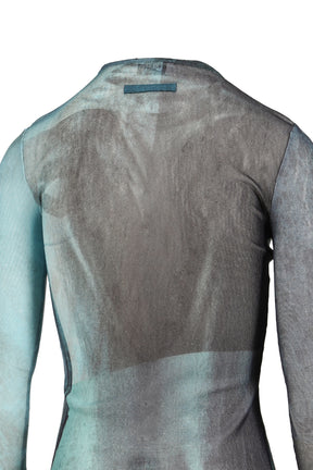 MESH LONG SLEEVES TOP PRINTED "WATER" / IND VINTAGEBLU