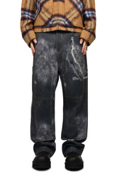 BLACK MENS TROMPE L'OEIL DENIM CARPENTER PANTS / BLK