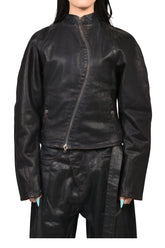 GLAZED CURVED DENIM JACKET / BRW