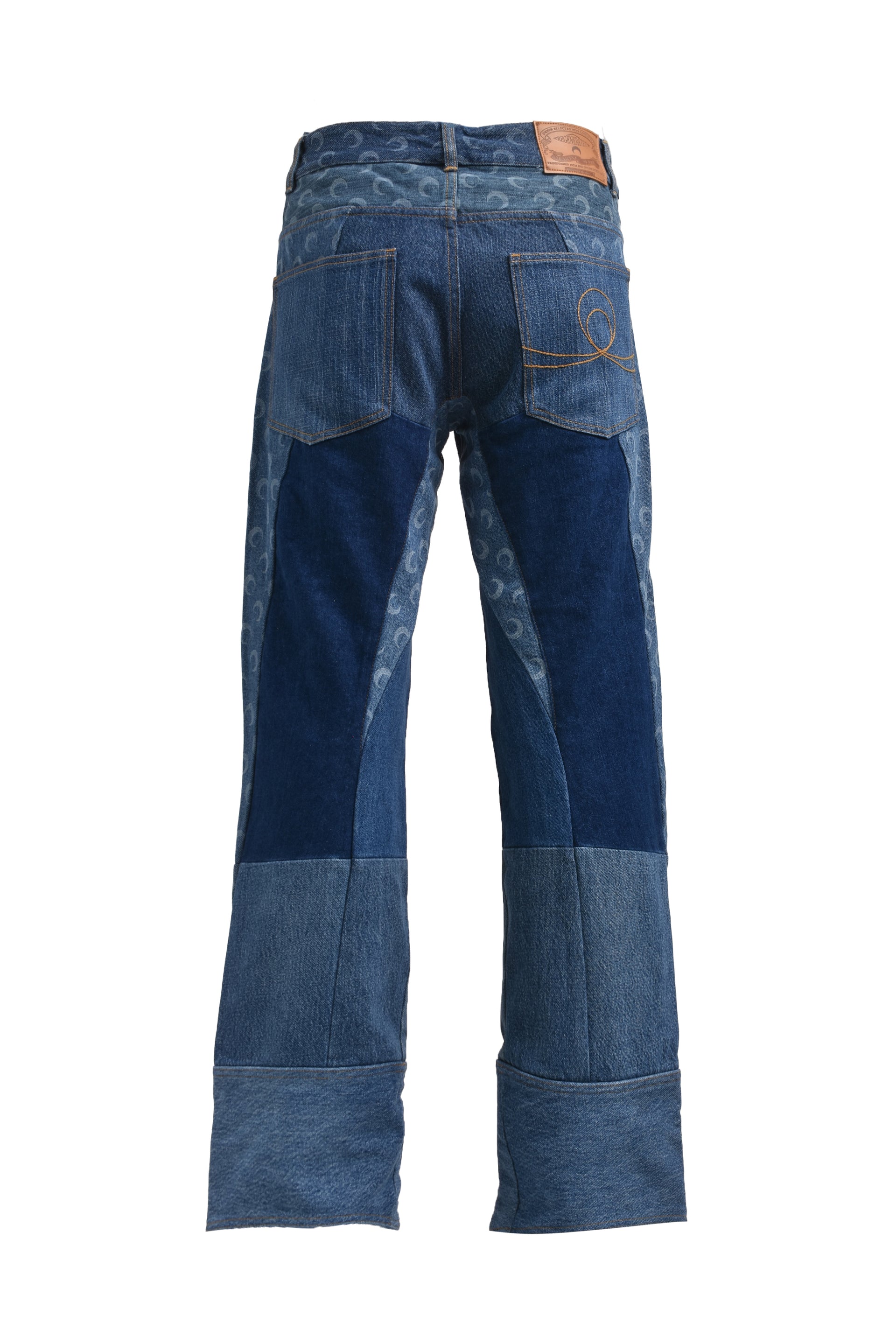 Marine Serre REGENERATED DENIM STRAIGHT LEG PANTS / BLU
