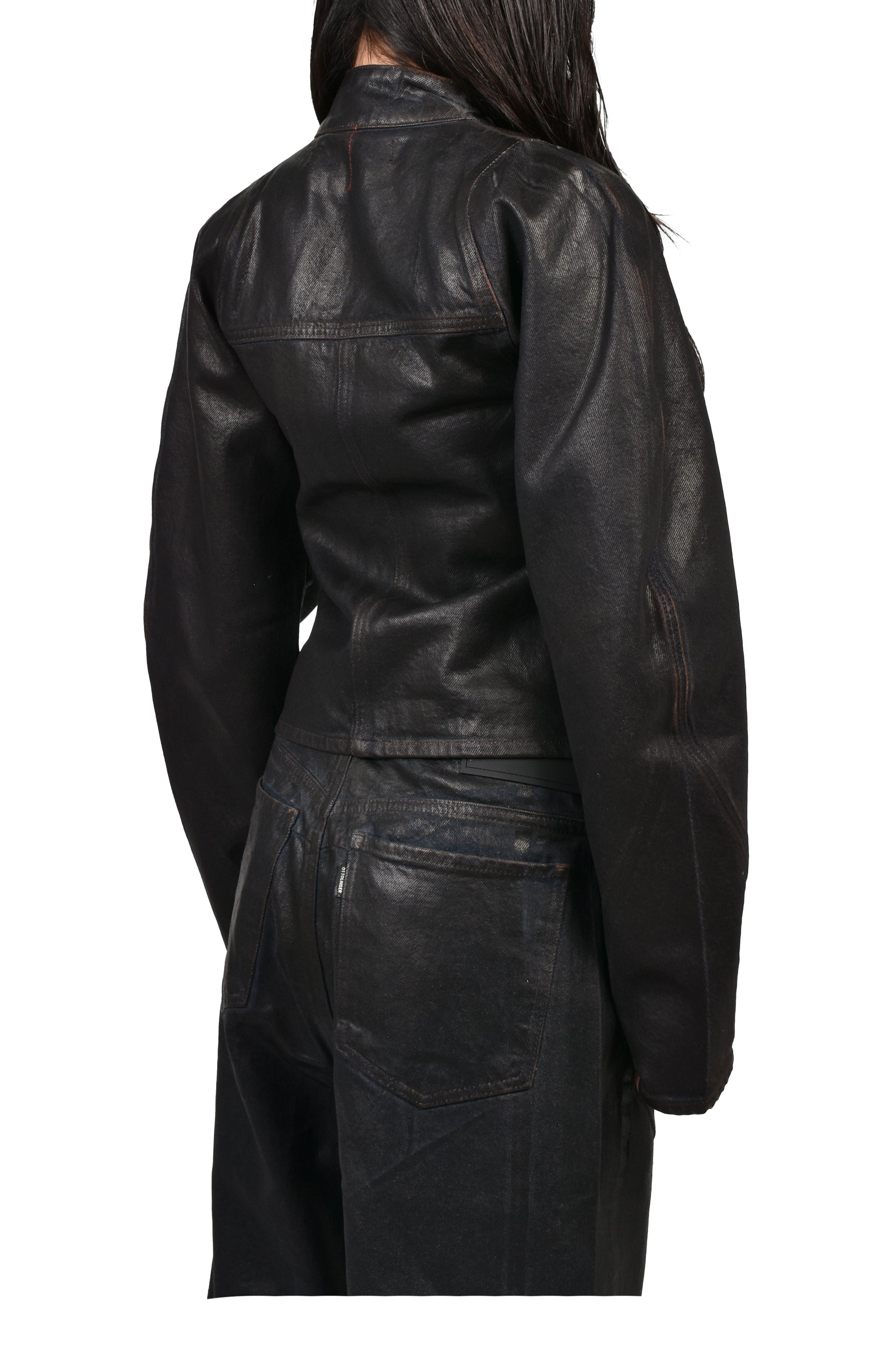 GLAZED CURVED DENIM JACKET / BRW