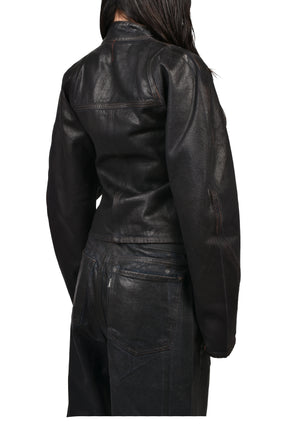 GLAZED CURVED DENIM JACKET / BRW