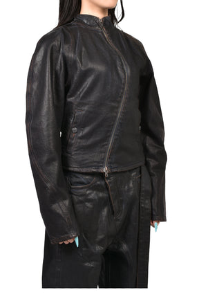 GLAZED CURVED DENIM JACKET / BRW