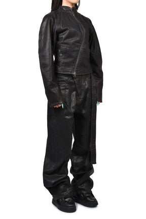 GLAZED CURVED DENIM JACKET / BRW