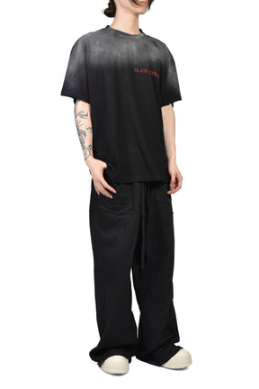 HOME WIDE JEANS WITH DAMAGE PANTS / BLK