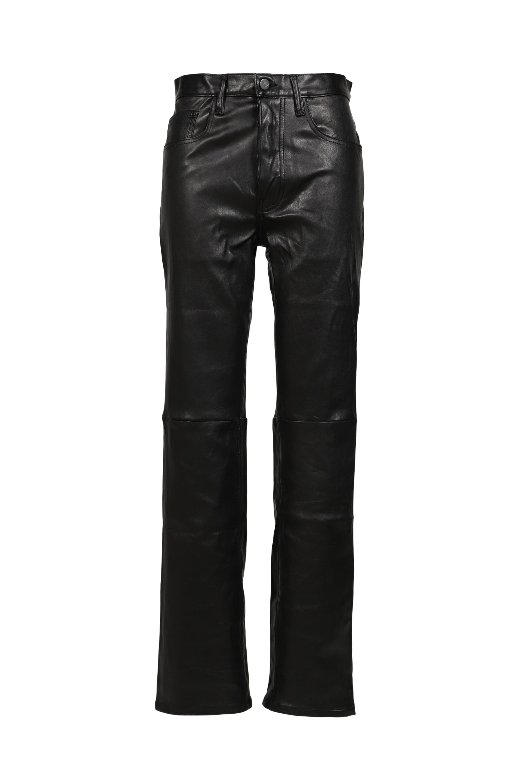 LEATHER STRAIGHT PANTS / BLK
