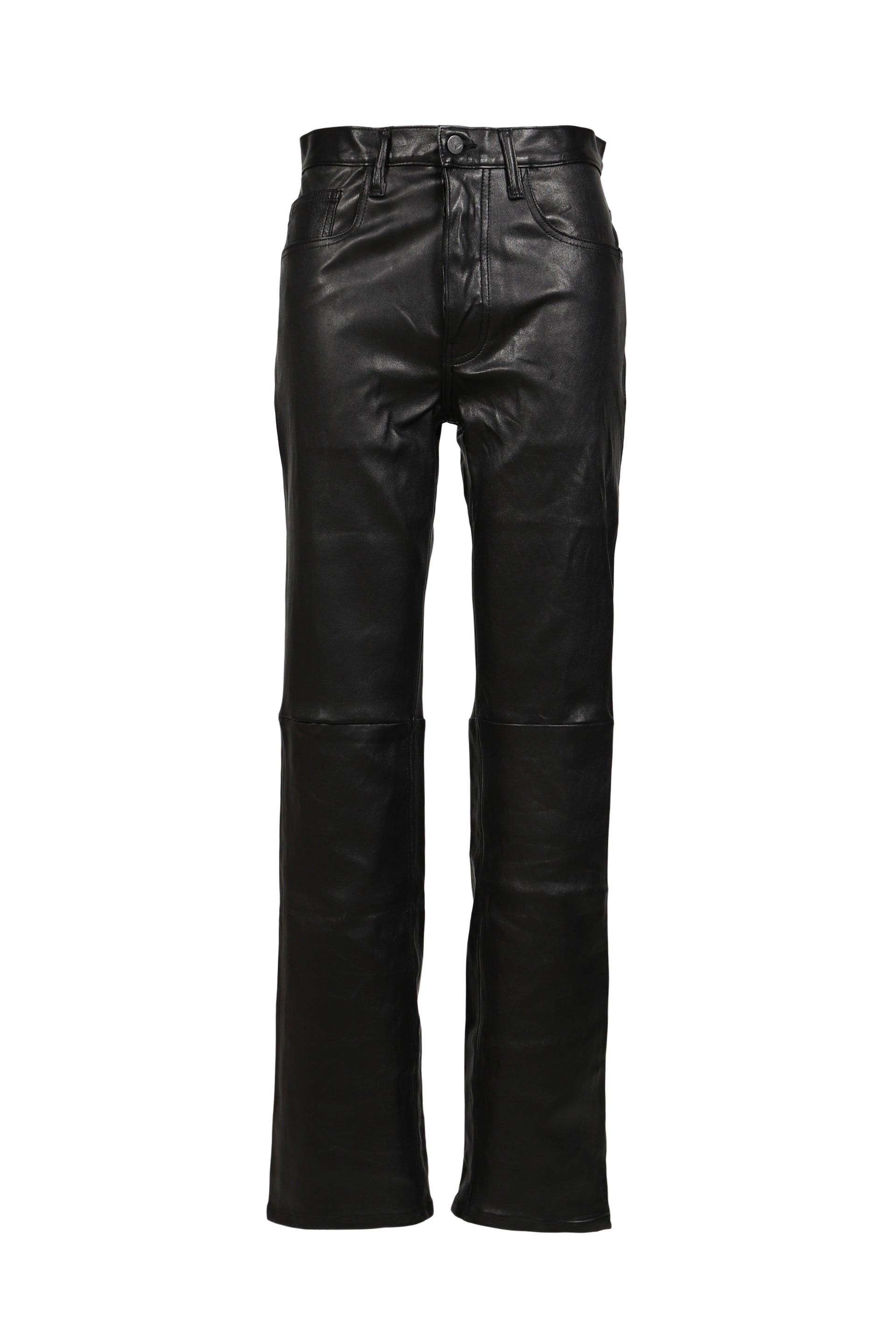 LEATHER STRAIGHT PANTS / BLK