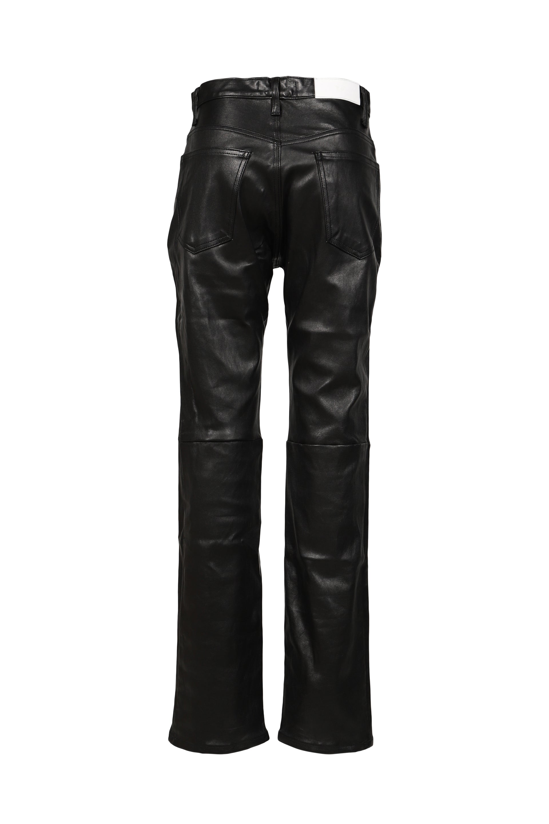 LEATHER STRAIGHT PANTS / BLK