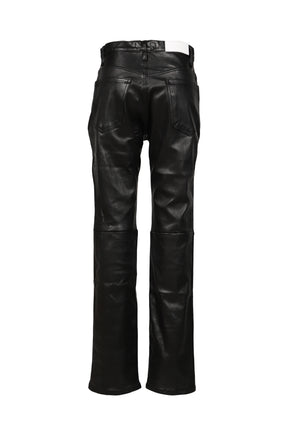 LEATHER STRAIGHT PANTS / BLK