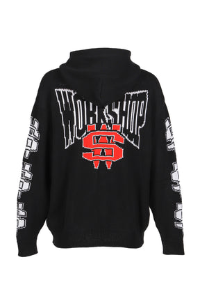 ONE DOLLAR BILL'' KNIT HOODIE / BLK