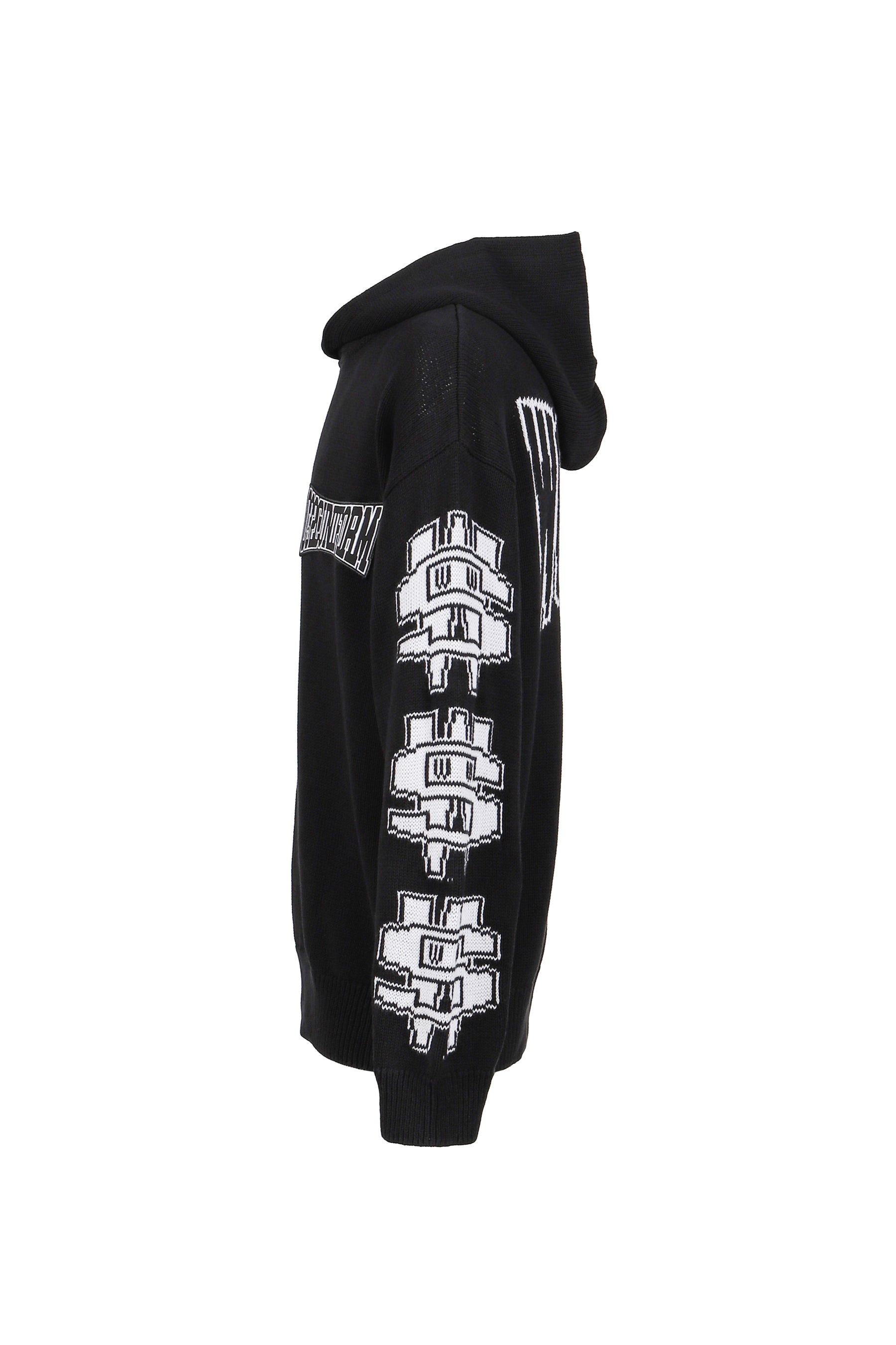 ONE DOLLAR BILL'' KNIT HOODIE / BLK