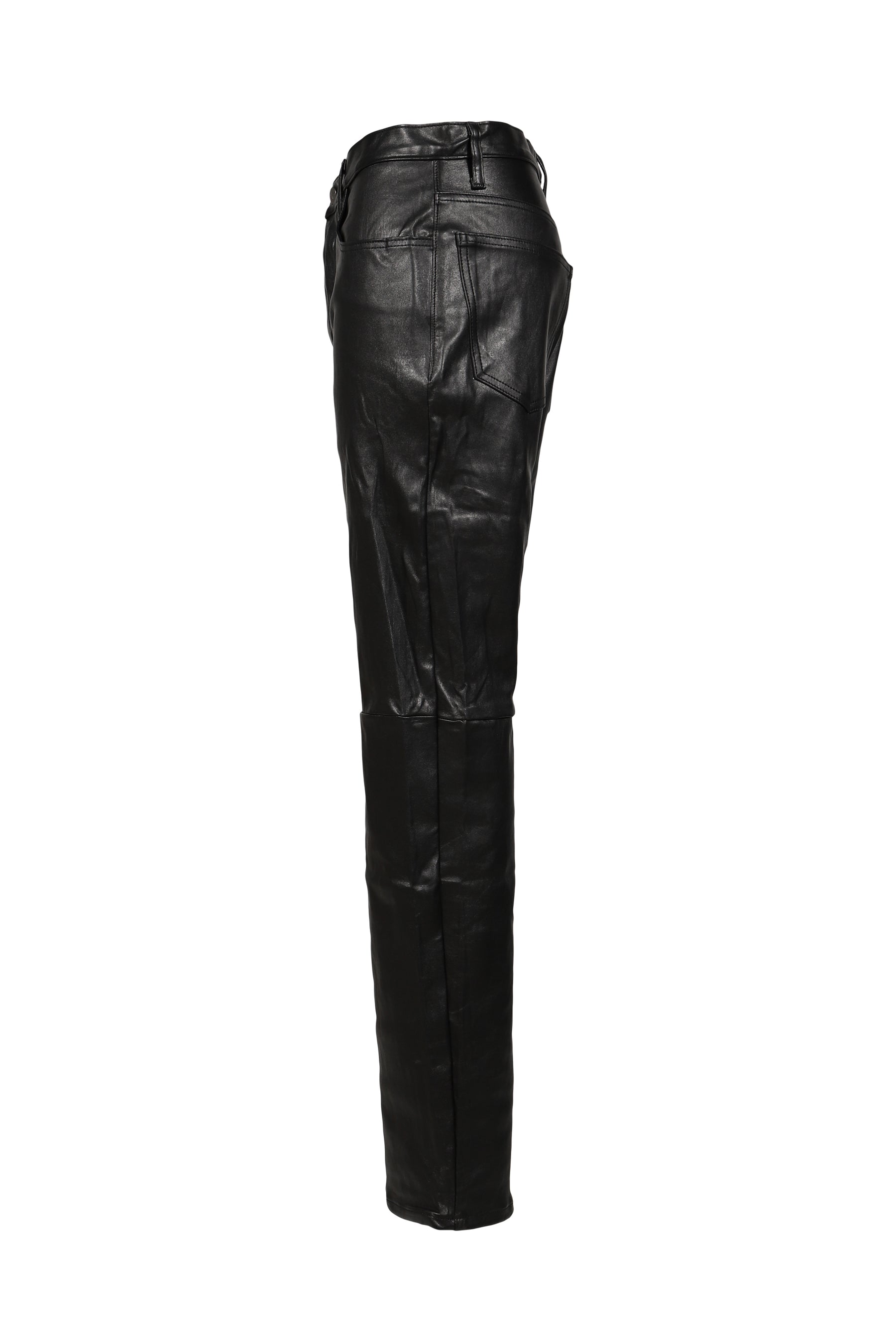 LEATHER STRAIGHT PANTS / BLK