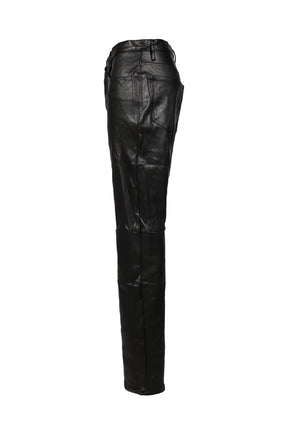 LEATHER STRAIGHT PANTS / BLK
