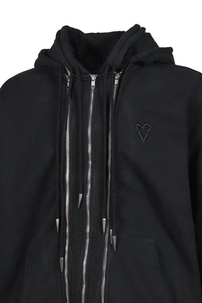 THREE ZIP HOODIE BLACK / BLK 