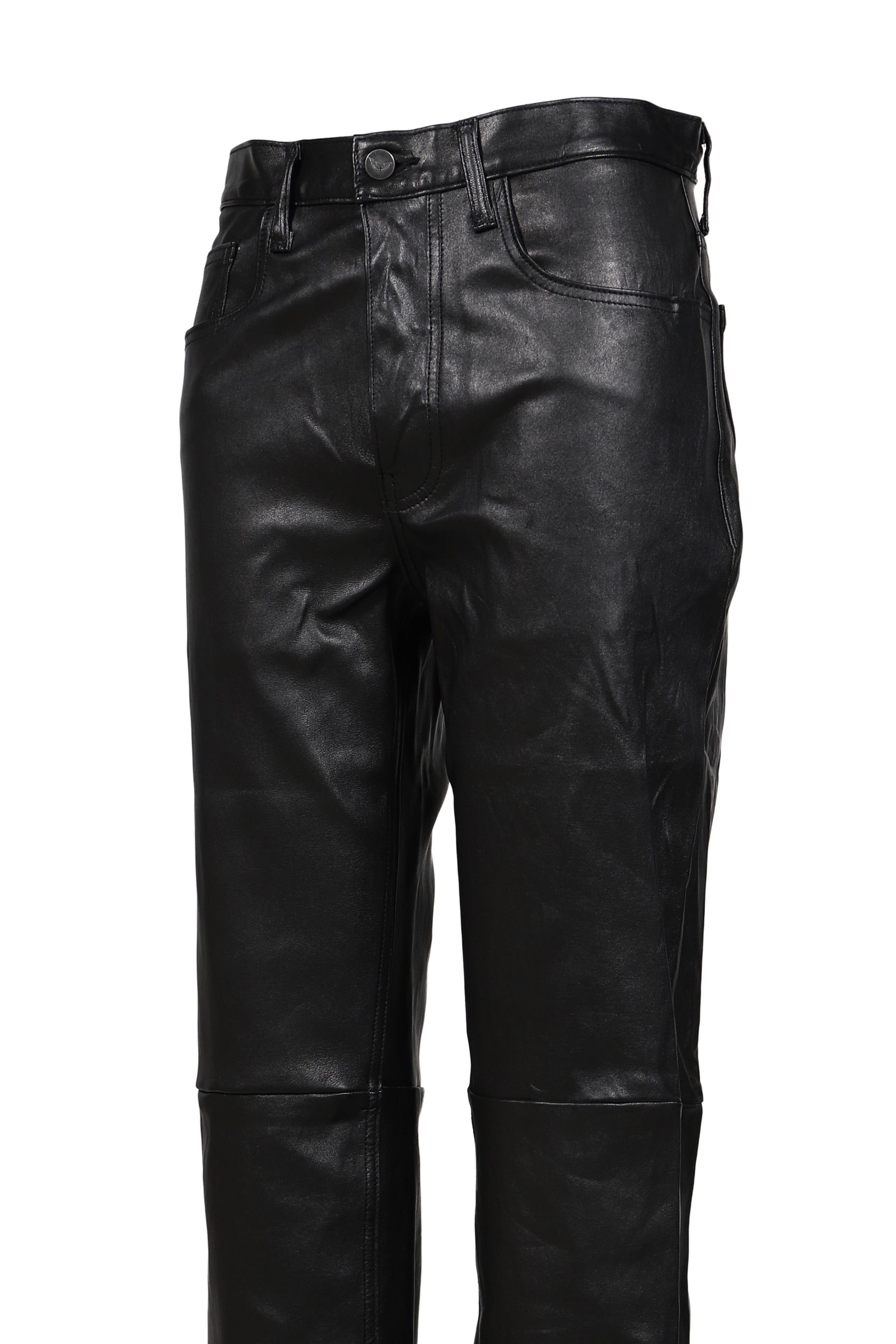 LEATHER STRAIGHT PANTS / BLK