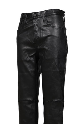 LEATHER STRAIGHT PANTS / BLK