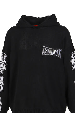 ONE DOLLAR BILL'' KNIT HOODIE / BLK