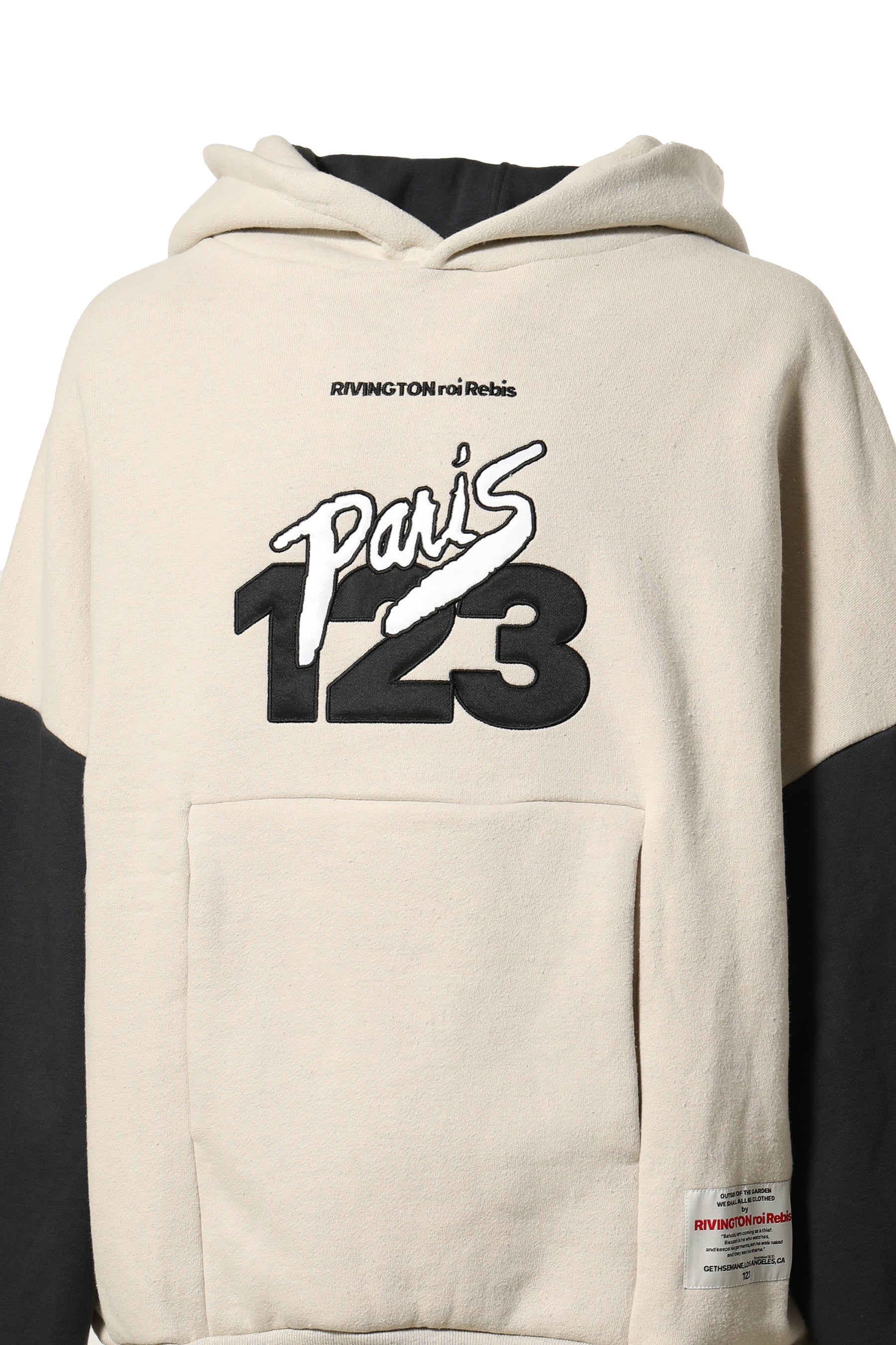 RRR123 FW23 CVA IMITATION OF PARIS HOODIE / H.GRY BLK -NUBIAN