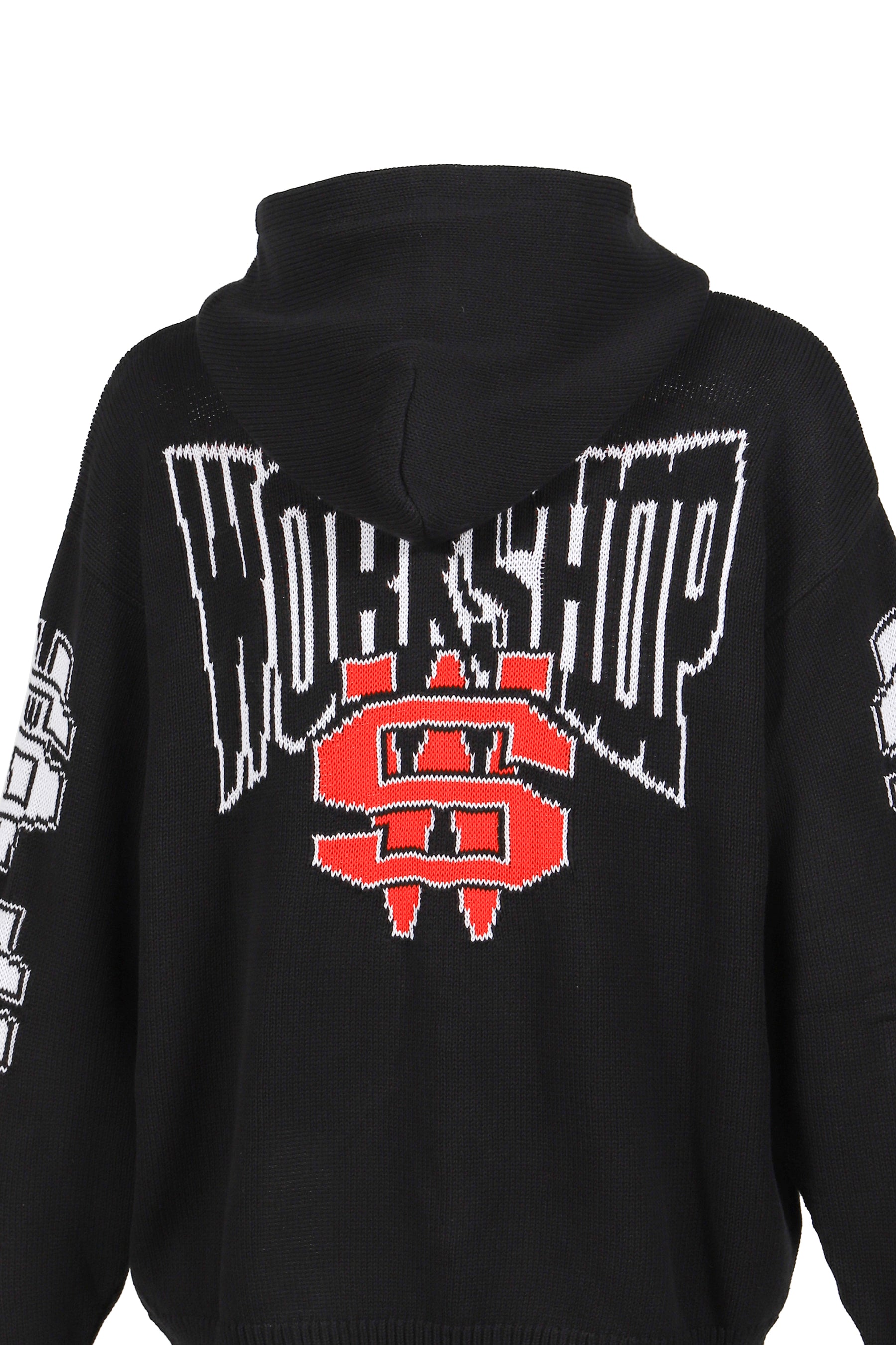 ONE DOLLAR BILL'' KNIT HOODIE / BLK