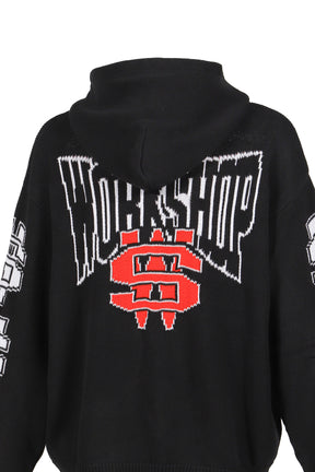 ONE DOLLAR BILL'' KNIT HOODIE / BLK