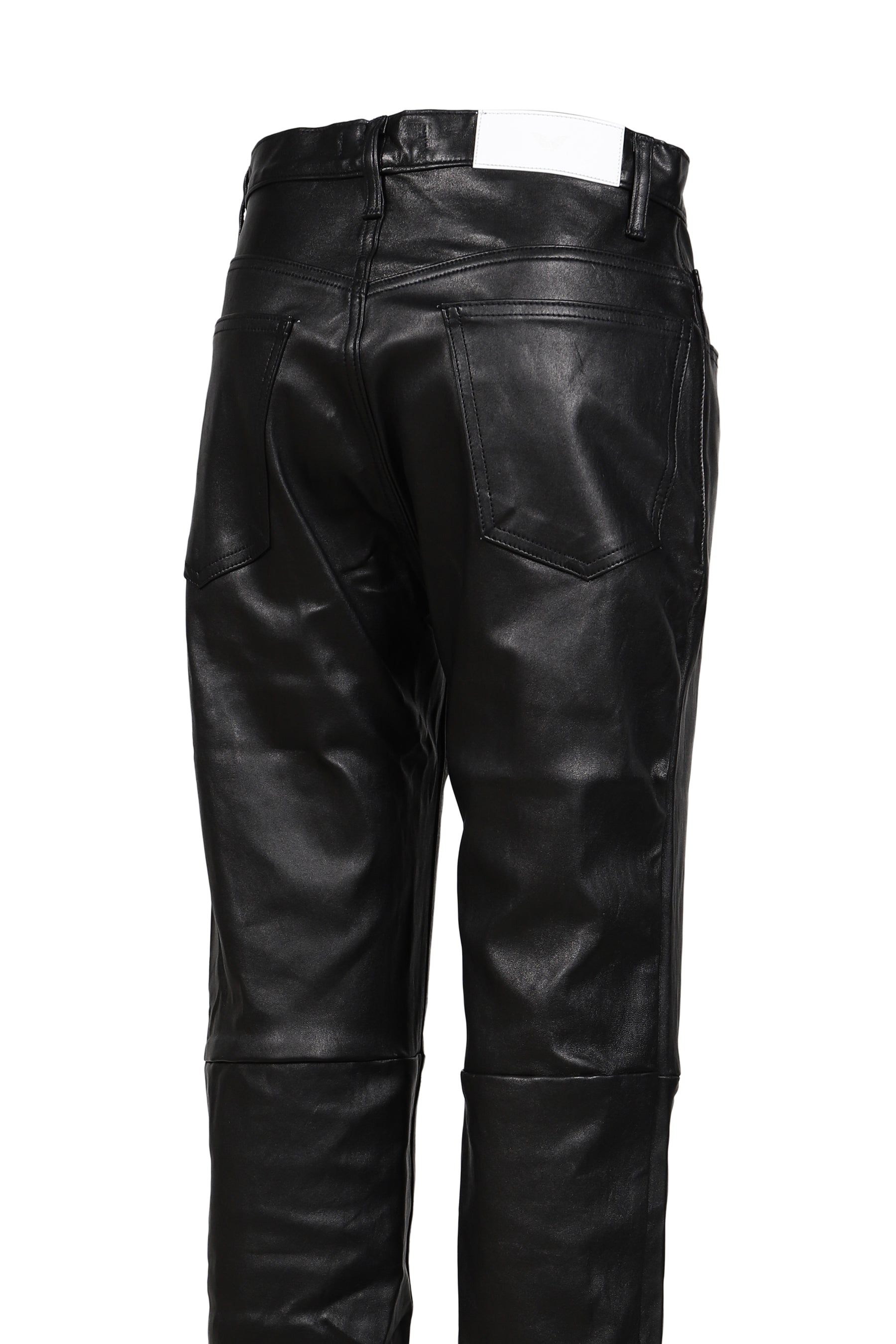 LEATHER STRAIGHT PANTS / BLK