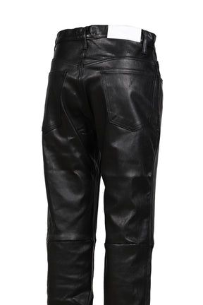 LEATHER STRAIGHT PANTS / BLK