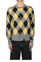 DIAMOND SCRAPED CARDIGAN / LEMON