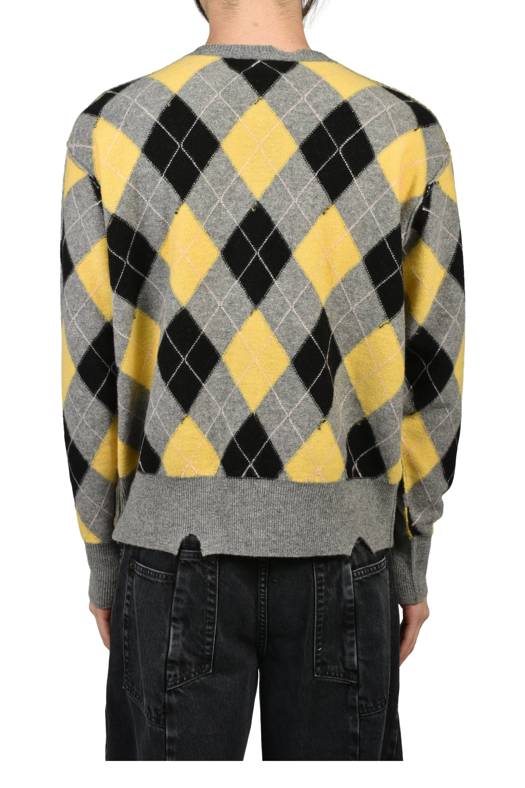DIAMOND SCRAPED CARDIGAN / LEMON