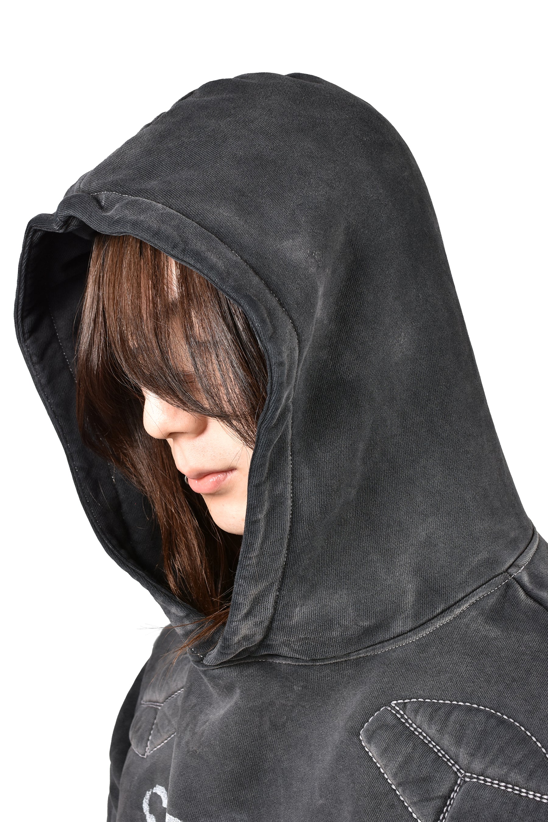 MOTO HOODIE / WASHED BLK