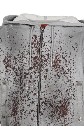 BLOOD HOODIE ZIPUP / GRY