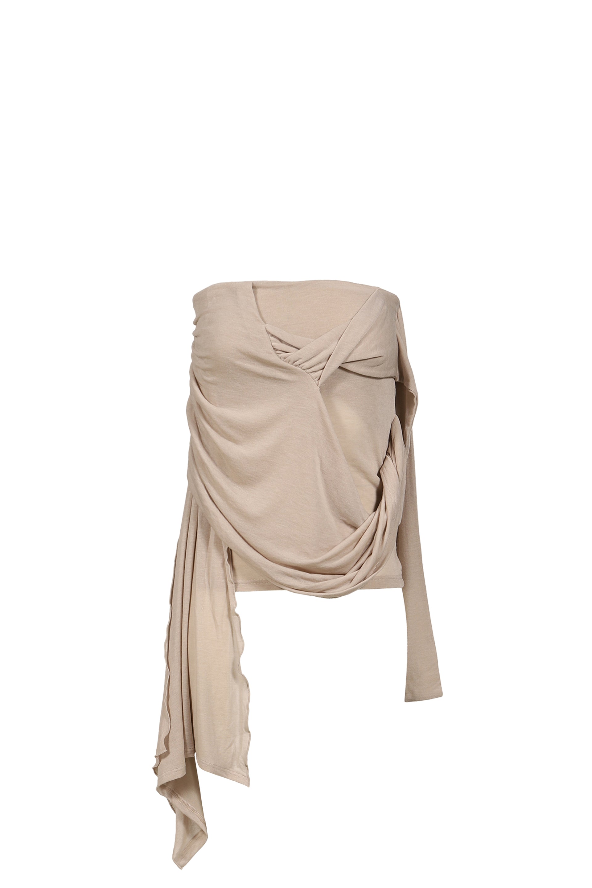 SIGNATURE DRAPE TUBE TOP / BEI